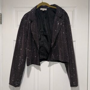 Cropped Rhinestone Blazer